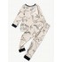 Conjunto de pijamas de manga larga con estampado de dinosaurio de dibujos animados para niños pequeños, conjunto de ropa de dormir para niños