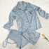 Veria pijama de mujer de manga larga fina de satén de seda de simulación de primavera y otoño