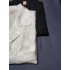 VS ropa de dormir de seda de manga larga de jacquard satinado de color blanco y negro con solapa pequeña