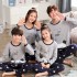 Pijama de padre e hijo de algodón de manga larga de primavera y otoño familia de tres niños y niñas servicio a domicilio