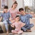 Pijama de padres e hijos, una familia de tres pantalones de algodón de manga corta