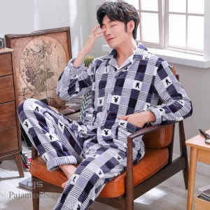 Más tamaño Impresióned pijamas para hombre Manga larga hombre's thicken batas