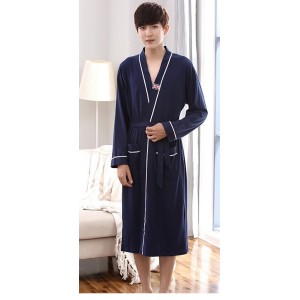 Bata de noche de impresión para hombres Bata de baño de Kimono de 100% algodón Bata de manga larga Camisón de noche Primavera Otoño