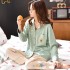 Moda Invierno algodón pijamas de las mujeres ocio ropa de cama de manga larga conjunto
