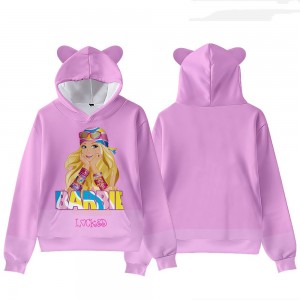 Barbie Live Version COS impression numérique décontracté oreilles de chat mignon sweat-shirt