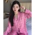 Pyjama Barbie en soie pour femmes, manches longues, vêtements de maison pour filles, ensemble de nuit Barbie, printemps et automne