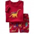 Pyjama d'été à manches courtes imprimé dinosaure pour garçons rouges, ensemble pyjama dinosaure pour enfants