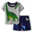 Ensemble de pyjamas à manches courtes imprimé dinosaure de dessin animé, pyjama d'été pour garçons dinosaures pour enfants