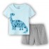 Ensemble de pyjamas à manches courtes imprimé dinosaure de dessin animé, pyjama d'été pour garçons dinosaures pour enfants