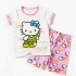 Ensemble de pyjamas Hello Kitty de dessin animé assortis aux pyjamas d'été à manches courtes Hello Kitty