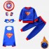 Plus velours Superman Cape vêtements Halloween Costume pour enfants ensembles deux pièces