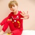 Ensemble pyjama col rond à manches longues en pur coton pour enfants, Iron Man, Spider-Man, Batman