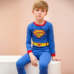 Ensemble de pyjama pour enfants en pur coton à manches longues et col rond, super-héros Spider-Man Batman