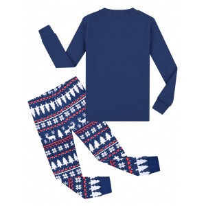 2022 Otoño Invierno nuevo conjunto de pijamas de ropa de casa de Navidad de cuello redondo para niños