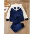 Conjunto de pijama con bolsillo liso en contraste informal y esponjoso para niños