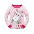 Conjuntos de pijama de algodón rosa con cuello redondo y estampado de animales de dibujos animados informales para niñas de 2 uds.