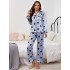 Pijama cómodo de satén de seda para mujer, conjunto de ropa de dormir de dos piezas con botones