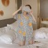 Fruit Orange Plaid Cotton Short Sleeve Shorts Ladies Pijamas Sets para el verano