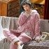 Versión coreana de tres capas de franela acolchada gruesa de coral más pijamas de terciopelo cálido para parejas