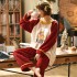 Set de pijamas de terciopelo suelto y franela gruesa de 280 g para mujer, para invierno