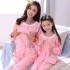 Pijama casero de manga larga de algodón puro de padres e hijos de dibujos animados
