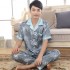 hombre manga corta simulada seday ropa de dormir delgada Moda Stripe pijamas para verano