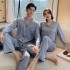 Pijamas para hombres y mujeres, patrón oscuro, estampado de seda, gris, azul, servicio a domicilio al por mayor
