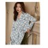 Pijamas de seda de simulación geométrica para mujer Conjunto de ropa de hogar con cuello en V de manga larga al por mayor