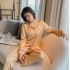 Simulación de seda Moda Amor Impresión Elegante Cárdigan de manga larga Traje de pijama