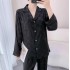 Hot Checkerboard Ice Silk Conjunto de pijama de Ladie de cuadros negros de manga larga para primavera y otoño
