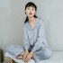 Nuevos conjuntos de ropa de dormir de dos piezas de seda de imitación cómoda para mujer de pijama