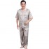 Conjuntos de pijama de seda helada de manga corta para hombres Conjunto de ropa de dormir de dos piezas de mediana edad y ancianos de gran tamaño