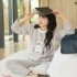 Pijama de franela gruesa, ropa de manga larga para dormir en casa de las mujeres.