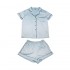 Conjunto de pijama de manga corta de seda de imitación de verano para mujer